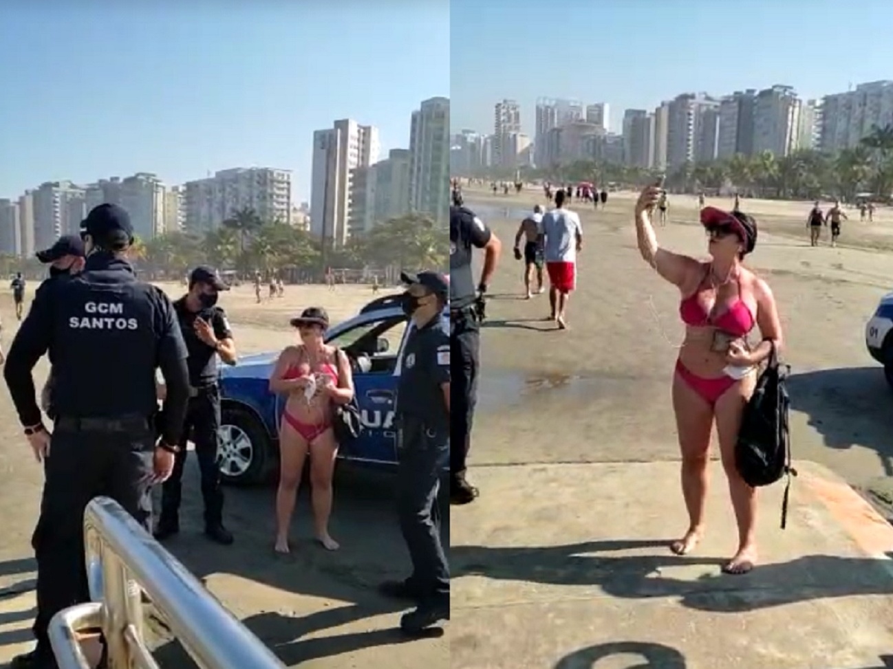 Mulher se recusa a usar máscara em Santos e ofende GCM: 'Indigno'