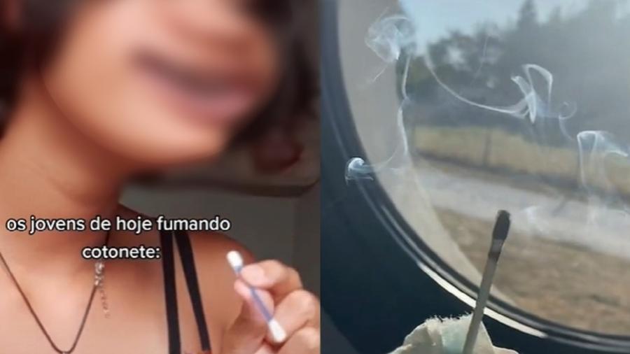 Tendência de fumar cotonete viralizou no TikTok e acende alerta para pais e médicos - Reprodução/TikTok