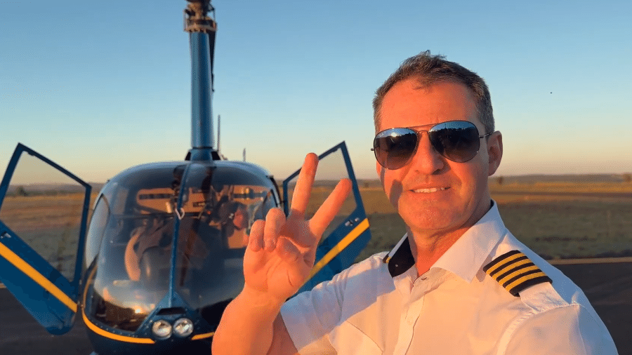 O empresário André Freitas, no primeiro dia de aventura, momentos antes da decolagem no aeroporto de Jaguaruna (SC) - Reprodução/Instagram