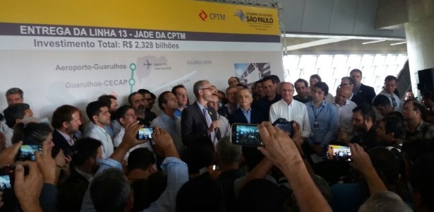 O governador de SP, Geraldo Alckmin (PSDB), e o vice-governador, Márcio França (PSDB), inauguram linha 13-jade da CPTM