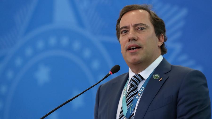 20.fev.2020 - Presidente da Caixa, Pedro Guimarães, durante lançamento do crédito imobiliário com taxa fixa - Marcos Corrêa/PR
