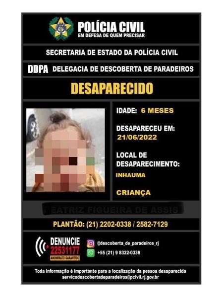 Bebê foi sequestrada no Rio por três mulheres - Divulgação/DDPA