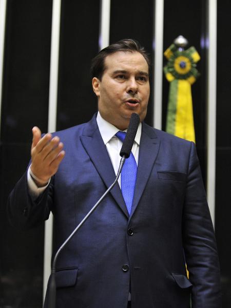 1.fev.2019 - Candidato à reeleição, o presidente da Câmara dos Deputados, Rodrigo Maia (DEM-RJ), discursa no plenário da Casa - J.Batista/Câmara dos Deputados