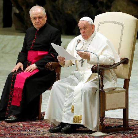 Papa Francisco em audiência semanal no Vaticano - REMO CASILLI