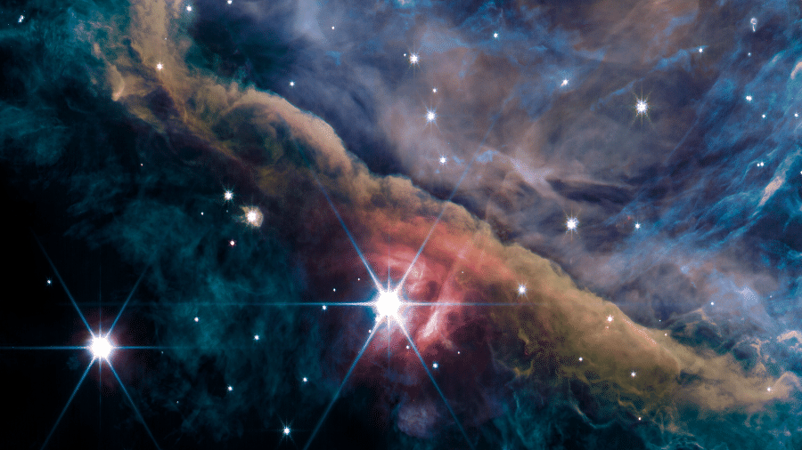 Região interna da Nebulosa de Órion vista pelo instrumento NIRCam do Telescópio Espacial James Webb - Nasa/ESA/CSA