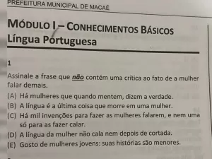 Entidade pede que Justiça anule concurso com questões machistas de Macaé 