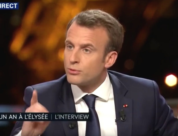 Presidente francês Emmanuel Macron concede entrevista ao canal de TV BFM - Reprodução de vídeo