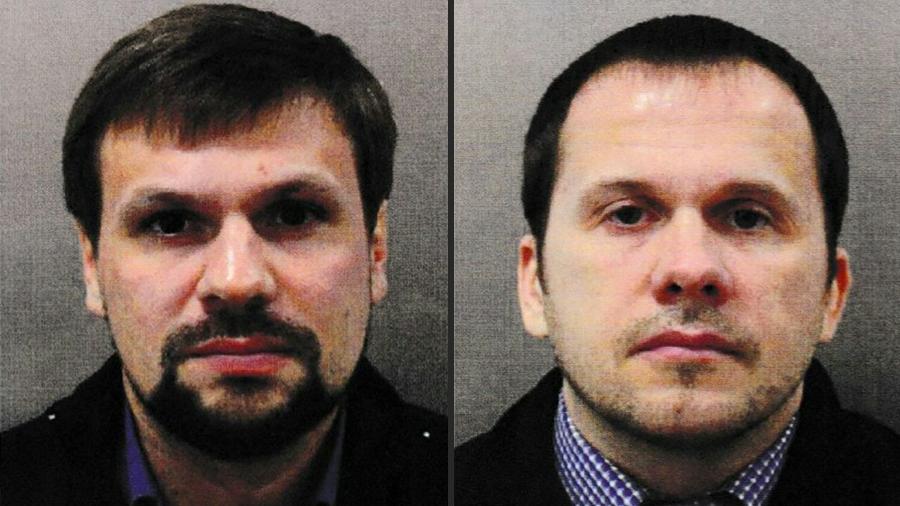 Ruslan Boshirov e Alexander Petrov, cidadãos russos apontados pela polícia britânica como responsáveis pelo envenenamento do ex-espião russo Serguei Skripal e sua filha, Yulia - Metropolitan Police Service / AFP