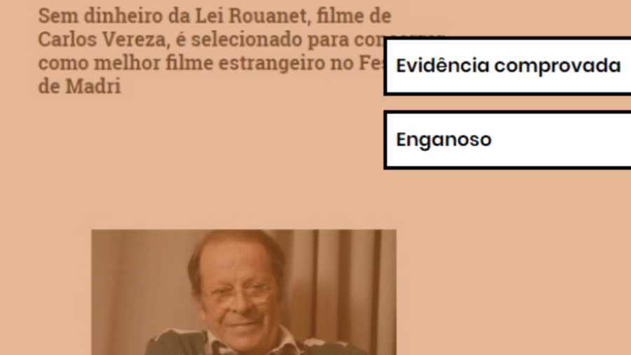 6.set.2019 - Post traz conteúdo enganoso sobre filme de Carlos Vereza - Reprodução/Comprova