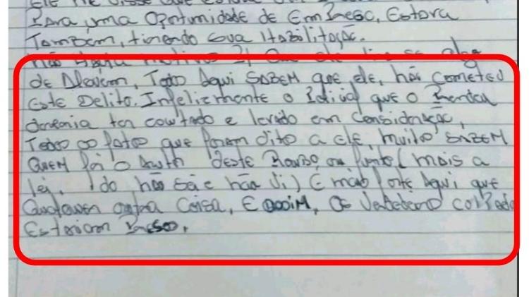 Carta de vizinho de Joel anexada ao processo informa que moradores do bairro sabem quem são os autores do crime - Reprodução - Reprodução