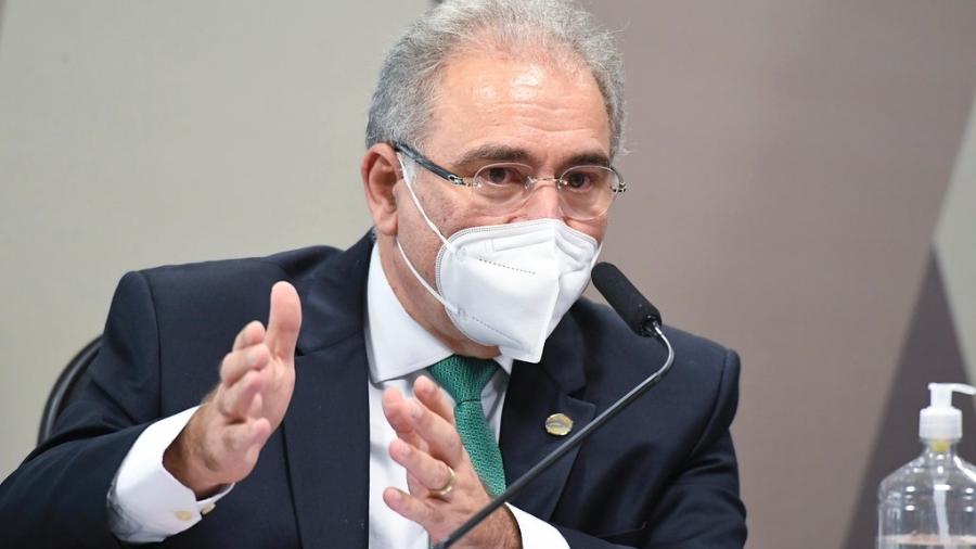 6.mai.2021 - O ministro da Saúde, Marcelo Queiroga, em depoimento à CPI da Covid no Senado - Jefferson Rudy/Agência Senado