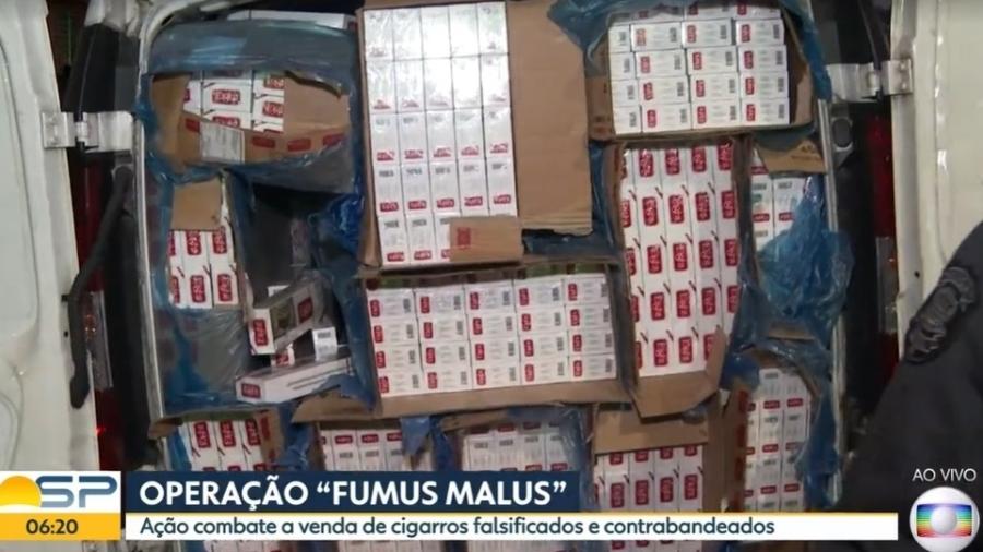 Cigarro de origem ilícita é apreendido no Brás, em São Paulo - Reprodução/TV Globo