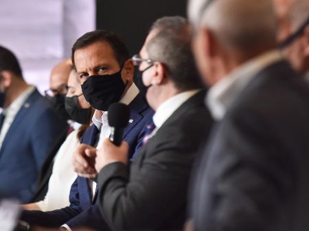 25.ago.2021 - Governador de São Paulo, João Doria, participa de coletiva de imprensa para falar sobre o combate ao Coronavírus, (Covid-19) no Palácio dos Bandeirantes,  - Roberto Casimiro/Estadão Conteúdo