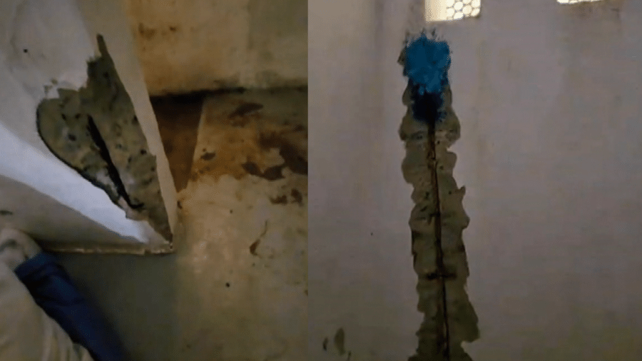 Imagens feita pela perícia mostram cela do presídio de Mossoró