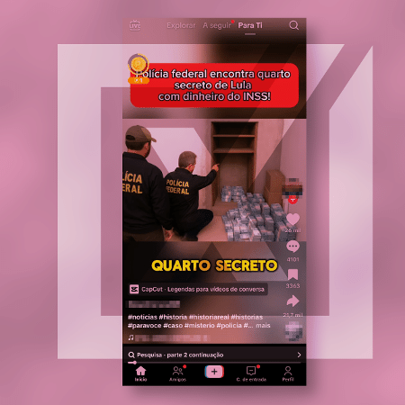 09.maio.2025 - É falso que a PF encontrou dinheiro do INSS em quarto secreto de Lula - Projeto Comprova