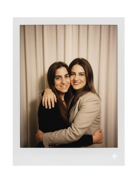 Duas pessoas se abraçando em uma foto no estilo Polaroid feita pelo Gemini, a inteligência artificial do Google