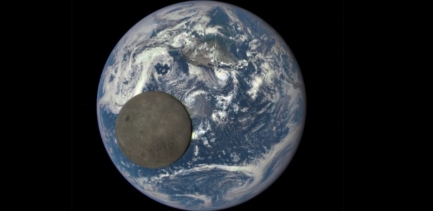 Câmera da Nasa registra o momento em que a Lua passa pelo lado iluminado da Terra - Nasa