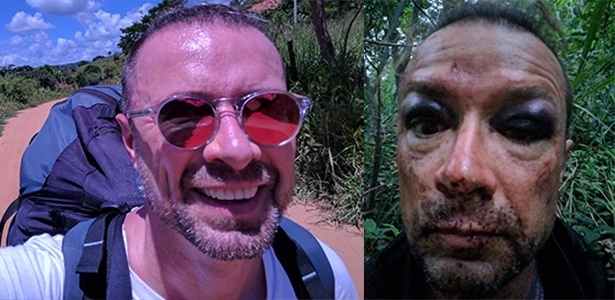 Antes e depois do acidente de Thomas no pico do Ibituruna, em Minas Gerais - Arquivo pessoal