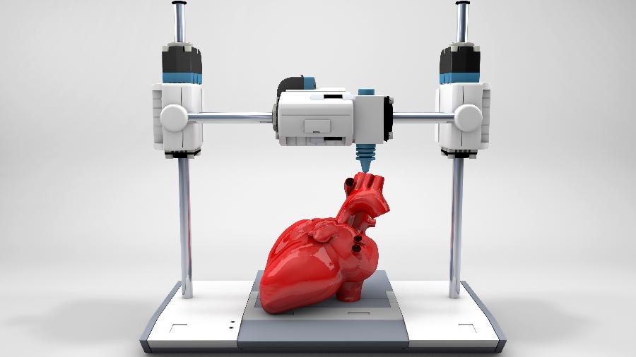 Ilustração de impressão 3D de órgão humano como o coração - Devrimb/Getty Images/iStockphoto