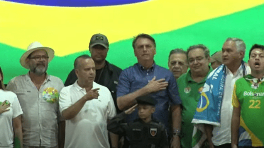 14.set.2022 - O presidente Jair Bolsonaro (PL) durante comício em Natal - Reprodução/YouTube/Flavio Bolsonaro