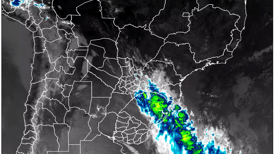 Frente fria traz chuva na maior parte do Sul do Brasil e provocará precipitação em poucas áreas do Mato Grosso do Sul e São Paulo nesta quinta-feira