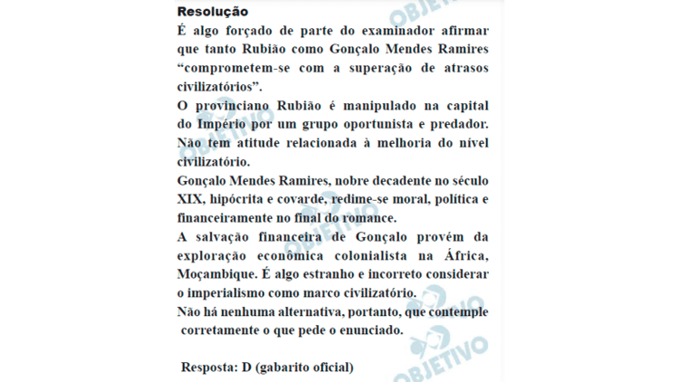 Explicação e correção do Objetivo vestibulares