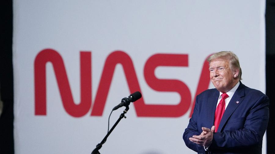 Presidente dos EUA, Donald Trump, em foto de maio de 2020, durante apresentação na Nasa, na Flórida (EUA) Presidente dos EUA, Donald Trump, em foto de maio de 2020, durante apresentação na Nasa, na Flórida (EUA)