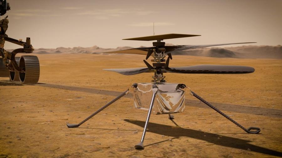 O Ingenuity chegou a Marte preso à parte inferior do rover Perseverance - NASA/JPL-Caltech