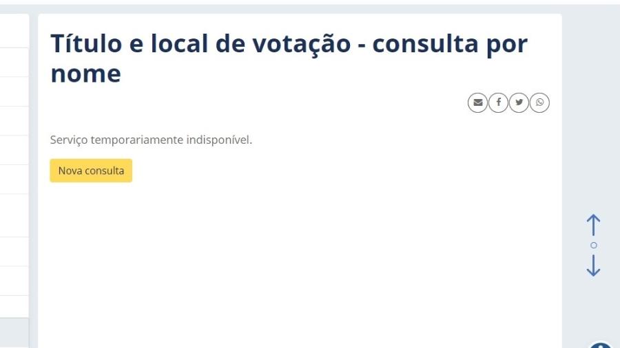 Site do TSE apresenta instabilidade no dia do primeiro turno das eleições municipais - Reprodução