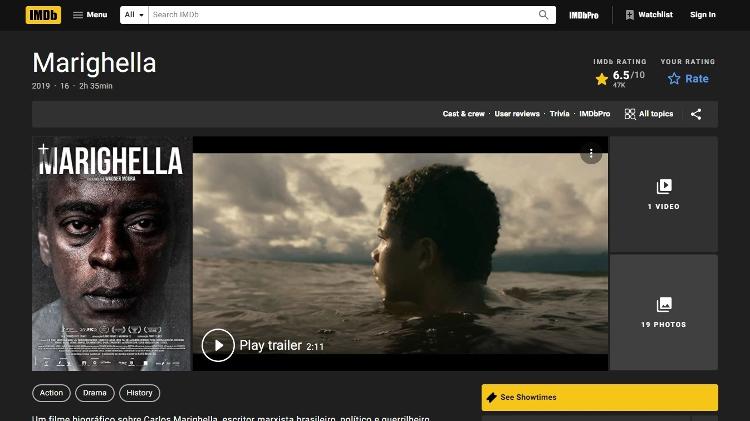 Interface do site IMDB, catálogo de filmes e séries - Reprodução/IMDB - Reprodução/IMDB