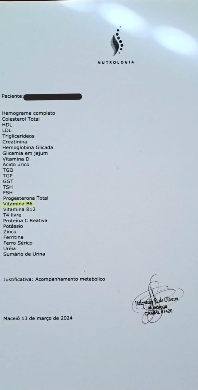 Lista com 26 exames pedido pela falsa médica a paciente em Maceió