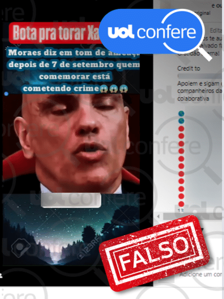 12.set.2024 - É falso que Alexandre de Moraes tenha dito ser crime comemorar o 7 de Setembro; ele se referia ao 8 de janeiro