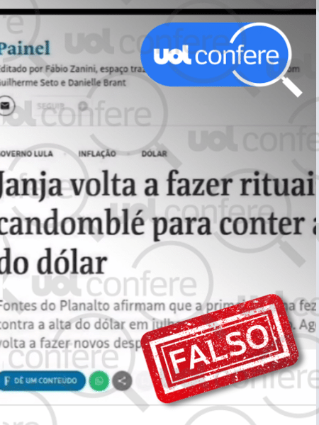 7.nov.2024 - Folha de S.Paulo não noticiou que Janja voltou a fazer rituais de candomblé