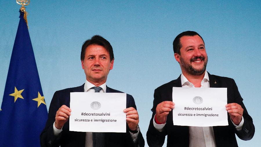 24.set.2018 - Primeiro-ministro italiano, Giuseppe Conte, e o Ministro do Interior, Matteo Salvini - Alessandro Bianchi/Reuters