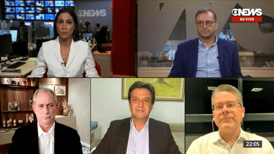 Ciro, Mandetta e Alessandro Vieira participam de debate da terceira via: a busca de um nome para enfrentar Lula e Bolsonaro - Reprodução/GloboNews