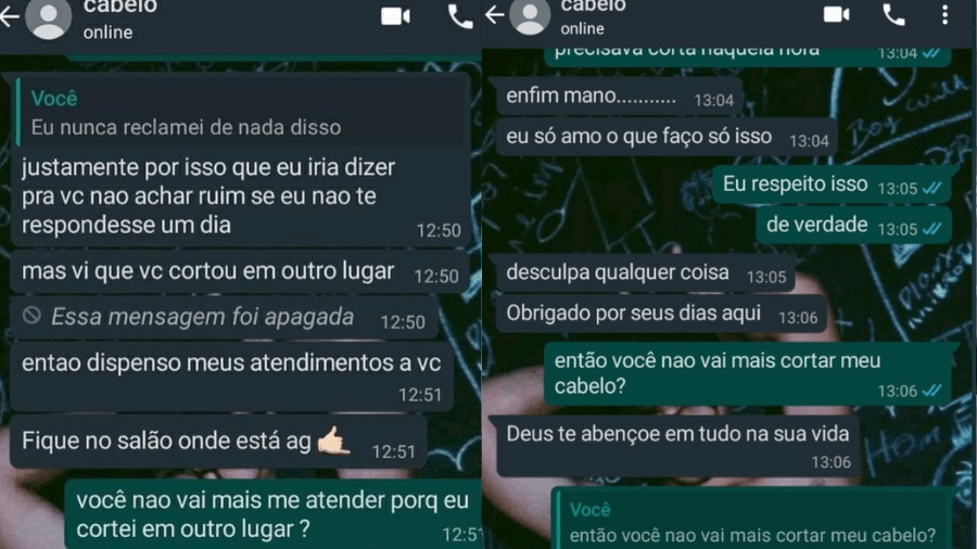 Diálogo entre barbeiro e cliente levantou discussão e fez pessoas lembrarem relatos de "traição" profissional  - Reprodução/Twitter