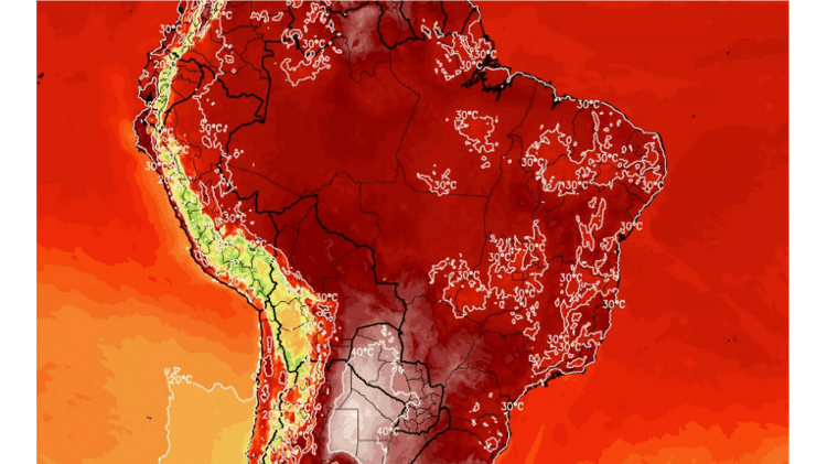 Altas temperaturas têm origem em bolha de calor instalada na Argentina e no Paraguai
