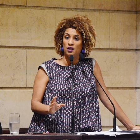 A vereadora Marielle Franco durante discurso na Câmara Municipal do Rio de Janeiro
