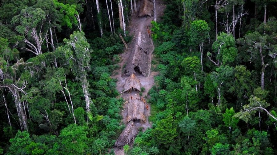 Maloca de povos isolados encontrados na Amazônia - Gleilson Miranda/Funai