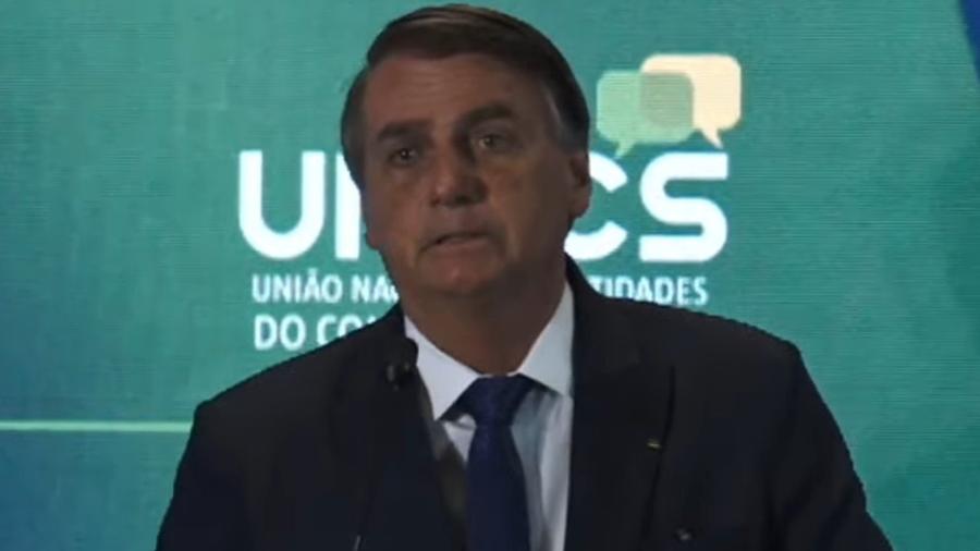 Jair Bolsonaro (PL) em sabatina promovida pela UNECS (União Nacional de Entidades do Comércio e Serviços) em Brasília - Reprodução/Youtube 