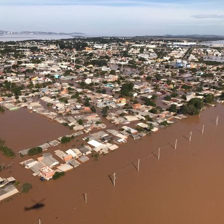 Vista aérea de Eldorado do Sul (RS) na tarde desta terça-feira (7)