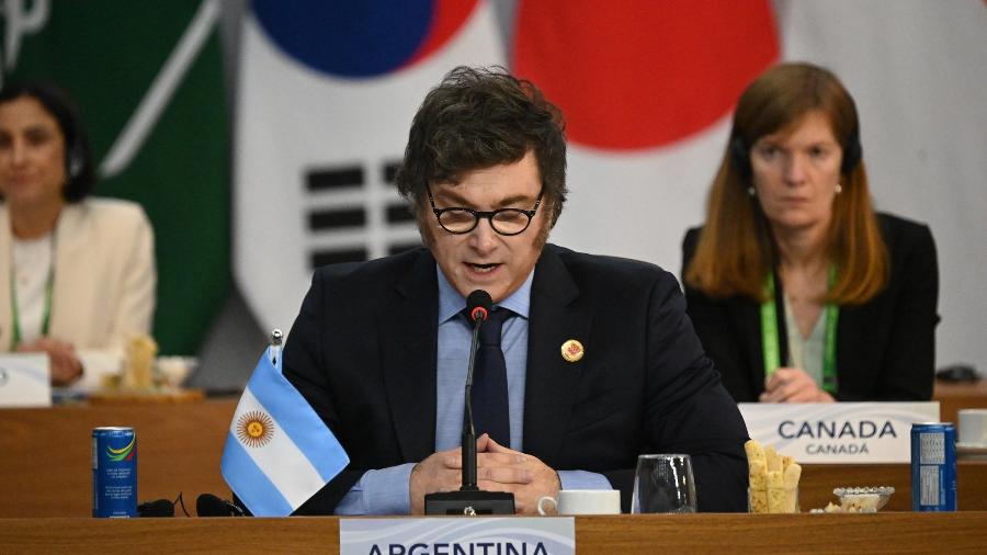 Javier Milei, presidente da Argentina, durante a cúpula do G20