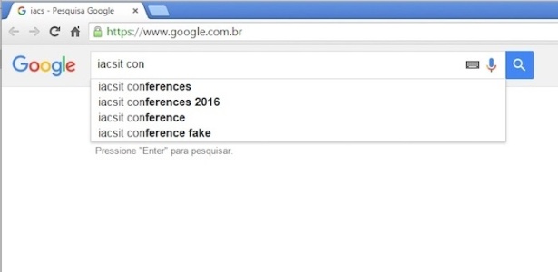 Print do Google sobre empresa IACSIT - Reprodução - Reprodução