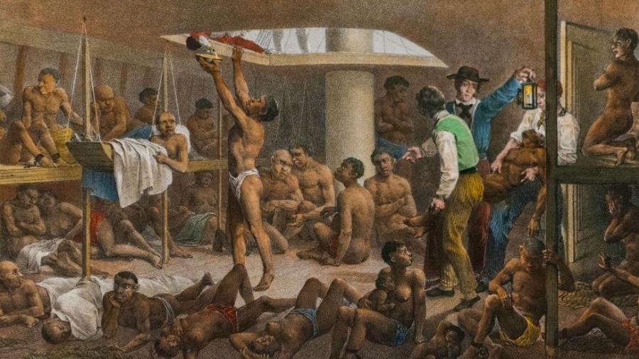 Imagem de navio negreiro; no século 16, já havia registros da presença de afrodescendentes que chegavam como escravos - GETTY IMAGES