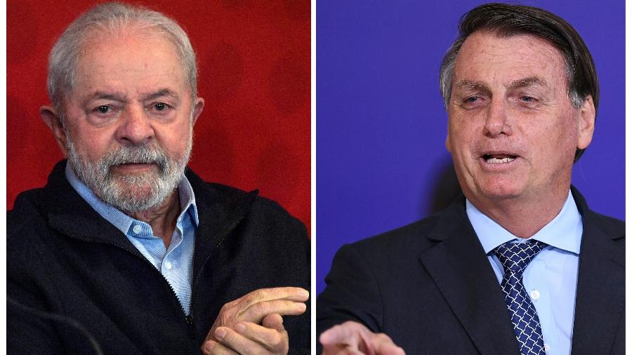 Lula e Bolsonaro, candidatos à Presidência em 2022 - Nelson Almeida e Evaristo Sá/AFP