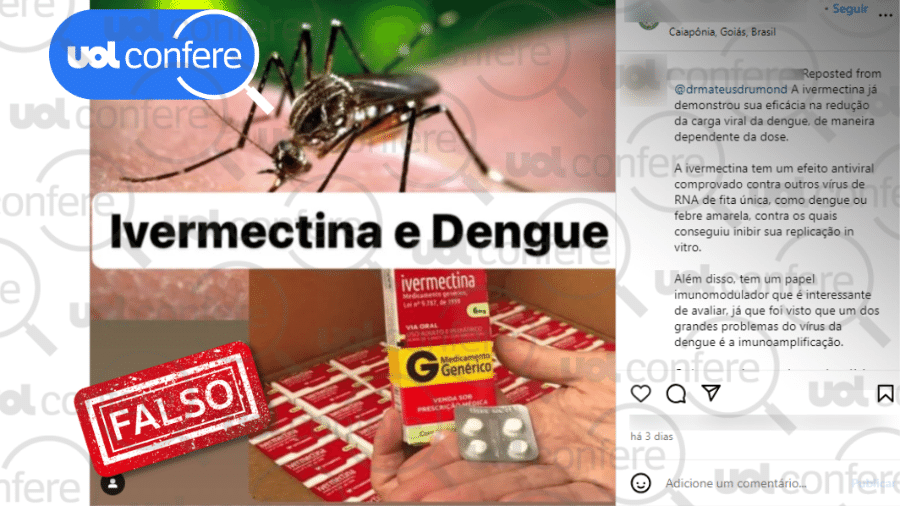 24.jan.2024 - Não há estudos clínicos que comprovem o uso do medicamento para dengue, afirma infectologista