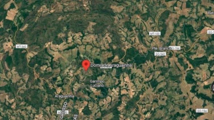 A cratera ocupa áreas de Mato Grosso e Goiás - Reprodução/Google Maps - Reprodução/Google Maps