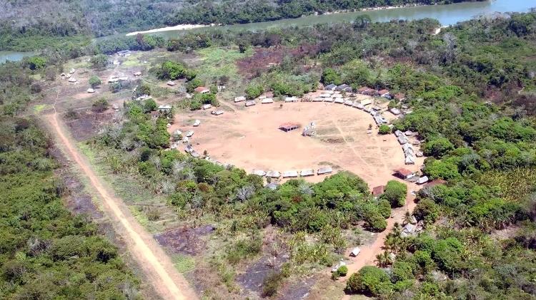 Aldeia da Terra Indígena Kayapó, reconhecida em 1991 Aldeia da Terra Indígena Kayapó, reconhecida em 1991