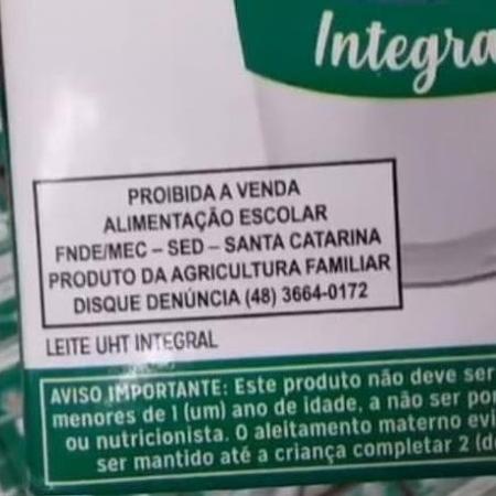 Leite destinado à merenda escolar é vendido em supermercado de Criciúma - Reprodução/Twitter