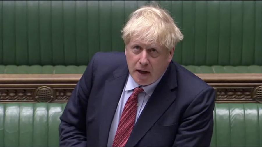 Primeiro-ministro britânico, Boris Johnson, durante sessão do Parlamento em Londres - 